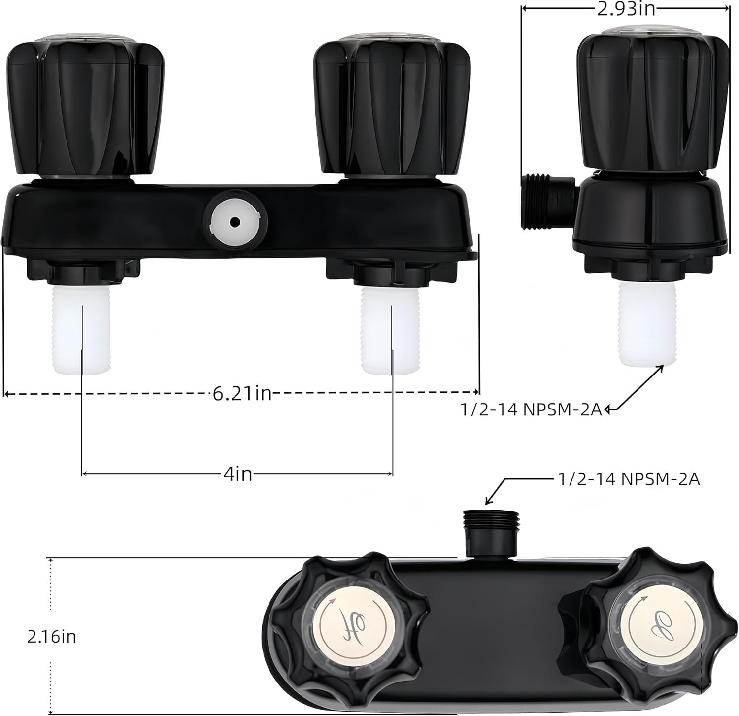 RV Shower Faucet with Showerhead & Hose – Outdoor Non-Metallic RV Shower Kit, On/Off Valve & Diverter, Handheld Shower Replacement for RVs, Motorhomes, Campers, Travel Trailers (Black)