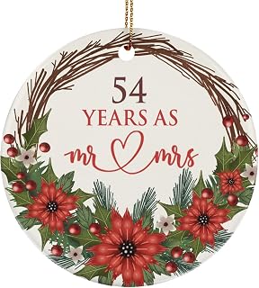 54 Years As Mr & Mrs 2025 Ornament 54th Wedding Anniversary Wreath Xmas Gifts