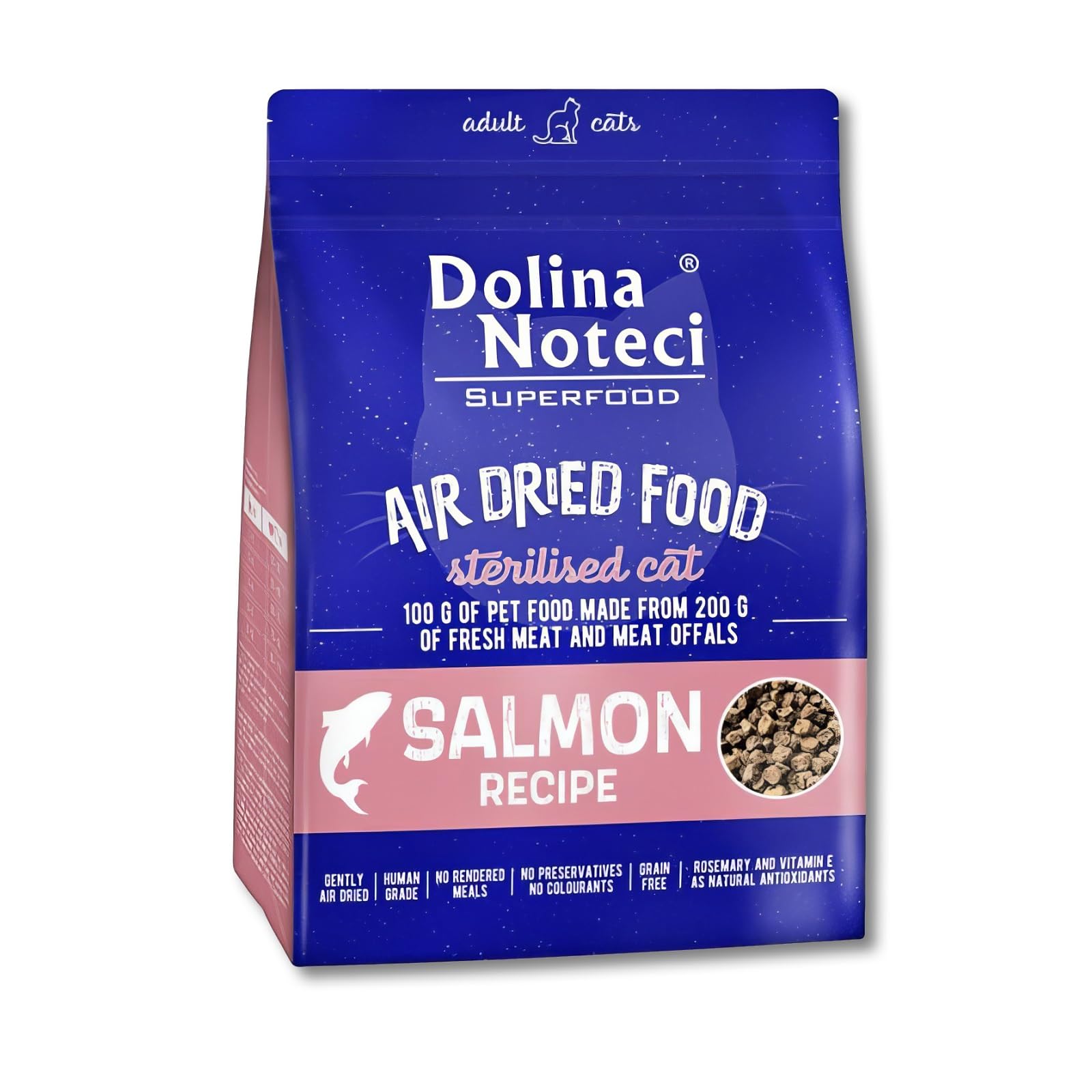 Cat Food Air Dried -SUPERFOOD- Complete Nutrition Food for Adult Cats with High Meat Content and Natural Ingredients - Dolina Noteci