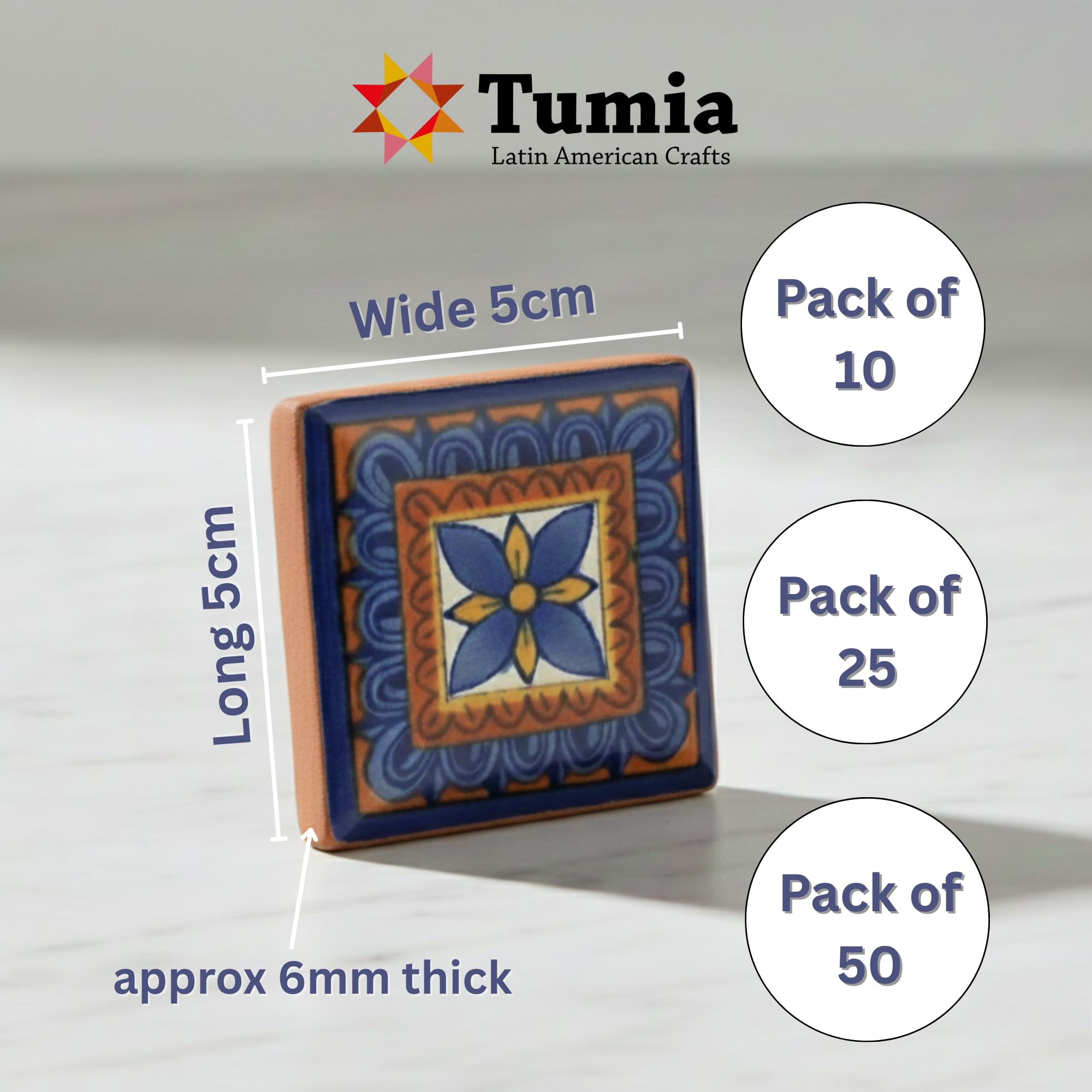 Tumia LAC Azulejos Mexicanos Artesanales de Talavera de 5cm