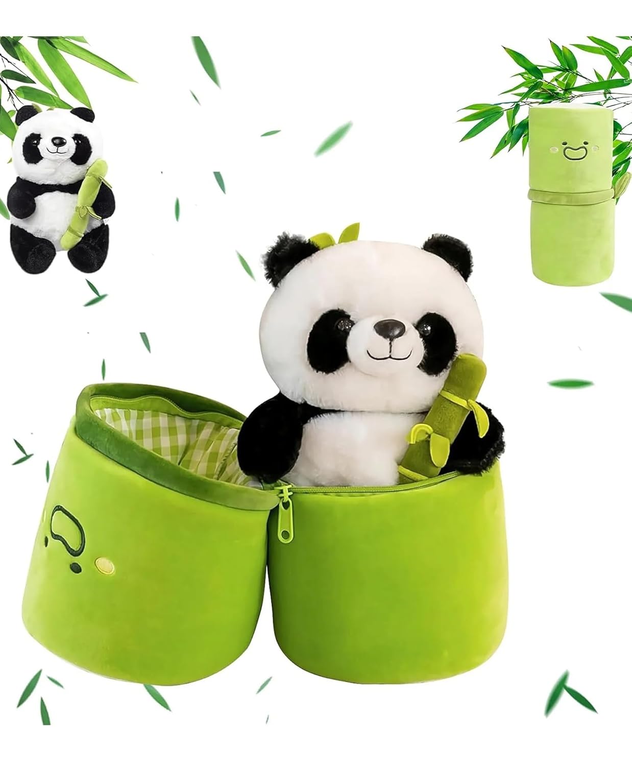 Stuffed Animal Plush Toy, Soft Toy Panda with Bamboo Cover, Soft Teddy Bear for Kids, Girls, Birthday Gift (Panda)