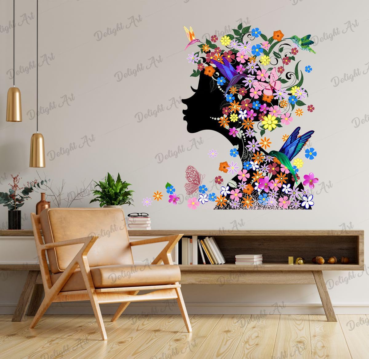 Delight Art Beautiful Butterfly with Flower Girl Design Wall Sticker Size - (54 * 57) cm (B0BXY1K271) Amazon Price History, Amazon Price Tracker
