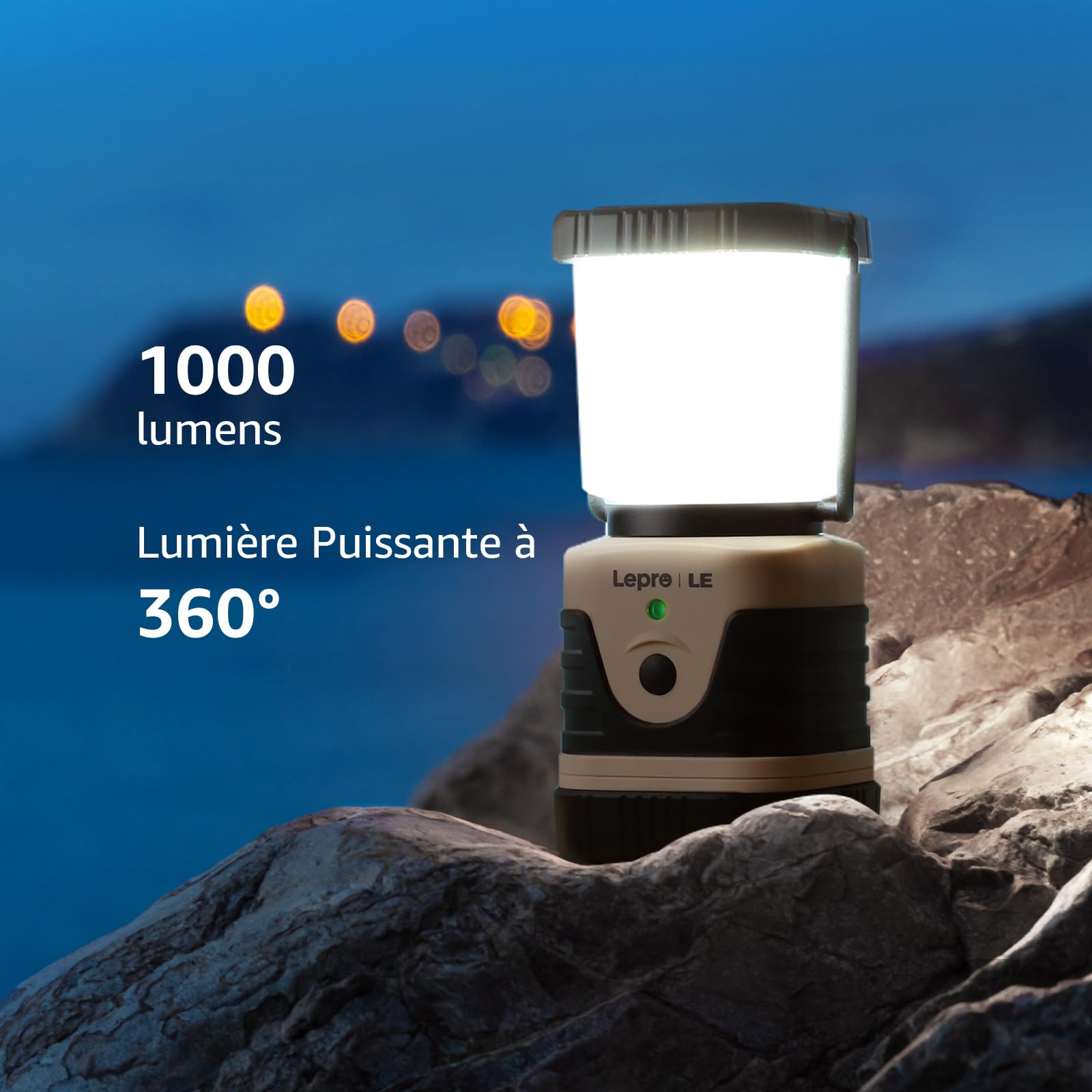Lepro Lampe Camping LED Rechargeable 1000Lm, 4 Modes Dimmable, IPX4 Etanche | Éclairage 360°, Recharge USB & Batterie de 4400mAh, 3100K-6000K, pour Camping, Bricolage, Secours, Garage, Cave, Lot de 2