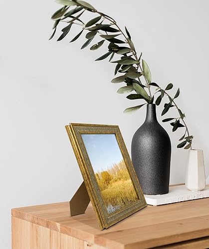 Miniatura 8 de Golden State Art, Marco de fotos con acabado adornado de 8 x 10, color dorado envejecido, cristal real