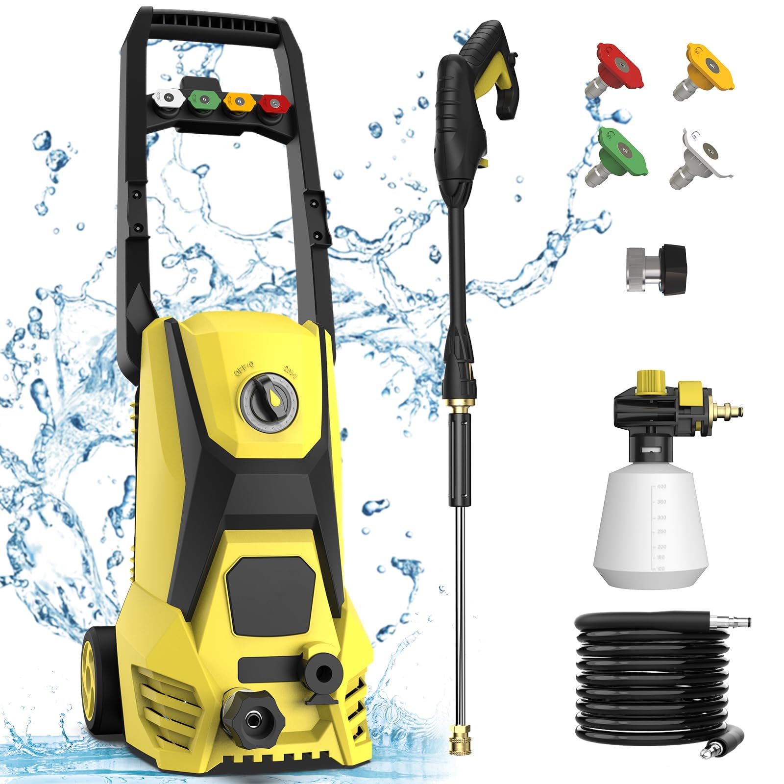 Electric Pressure Washer - 4200PSI Electric Power Washer with 20FT Hose, 35FT Power Cord, 4 Nozzles, High Pressure Washer for Cars, Fences, Patios, Driveways