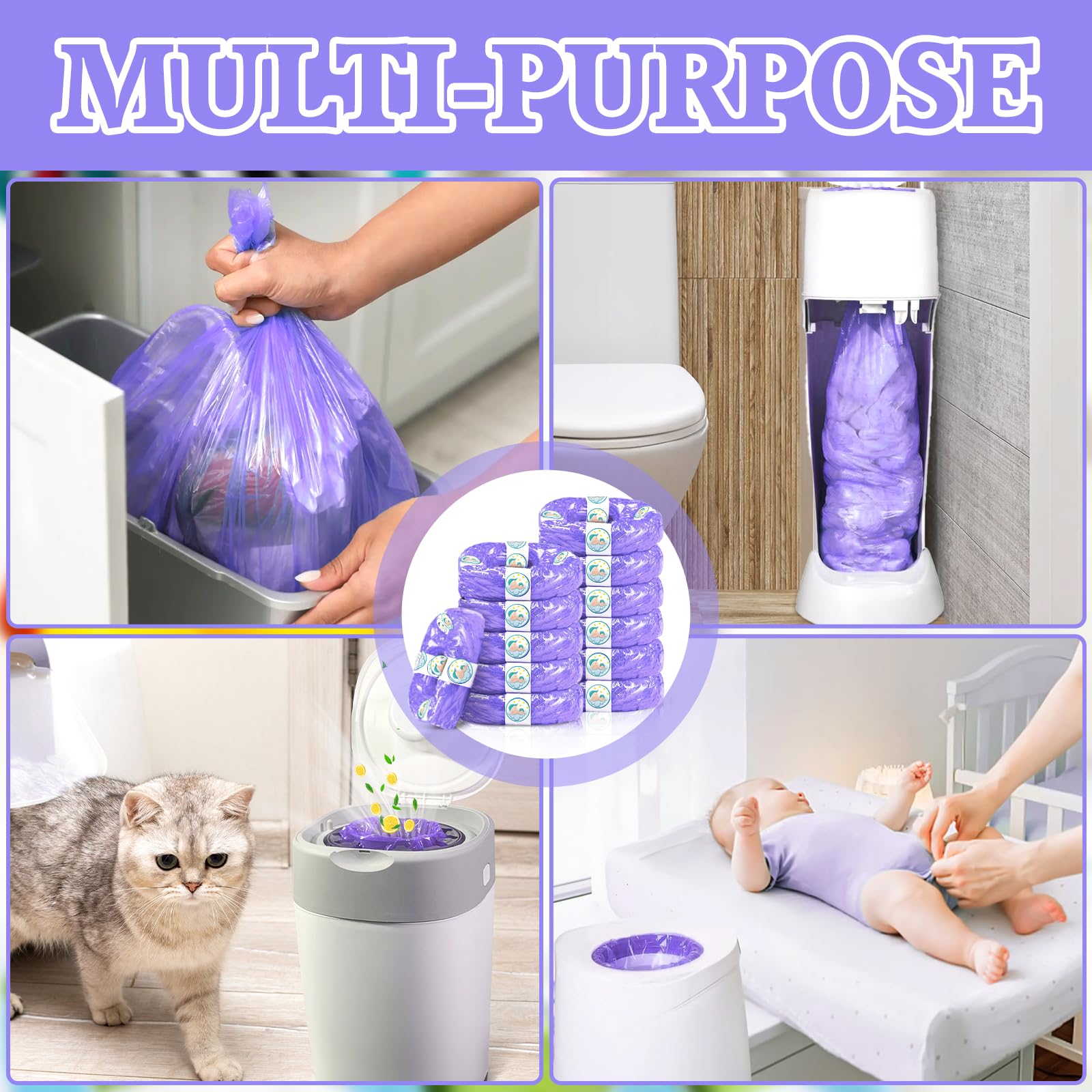 Lot de 15 recharges pour poubelle à couches, film de recharge pour poubelle à couches, excellente étanchéité, sac de recharge pour poubelle à couches compatible avec Tommee Tippee Sangenic TEC