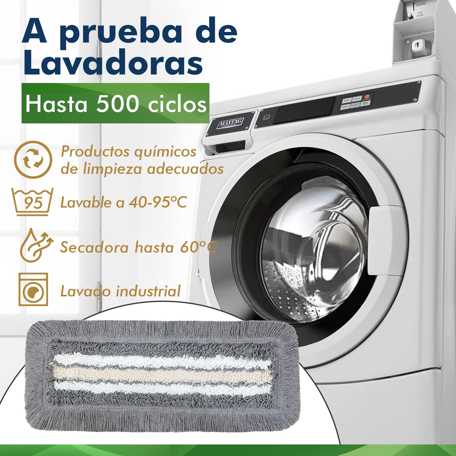 Okaei 5 Piezas de Funda para mopa (40 cm) – Mopa para hospitales y Servicios de Cuidado – Funda de fregona con propiedades óptimas de Deslizamiento para Trabajos ergonómicos – Gris — view 4