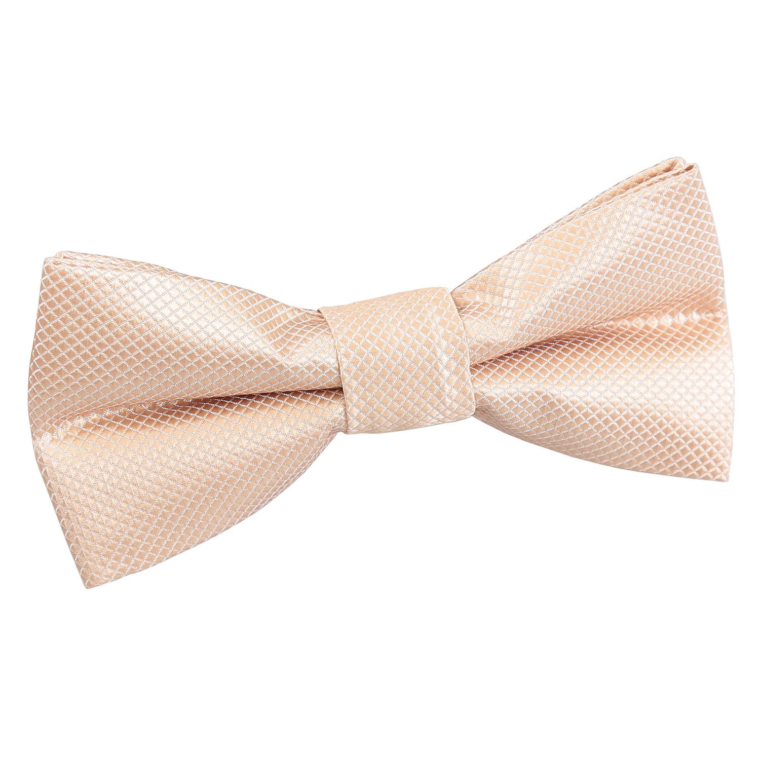 DQT Boys Solid Check Pre-Tied Bow Tie - Wedding Pageboy Formal - Champagne