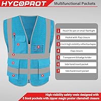 Vista 9 de HYCOPROT High Visibility Mesh Safety Reflective Vest with Pockets and Zipper, Meets ANSI/ISEA Standards
