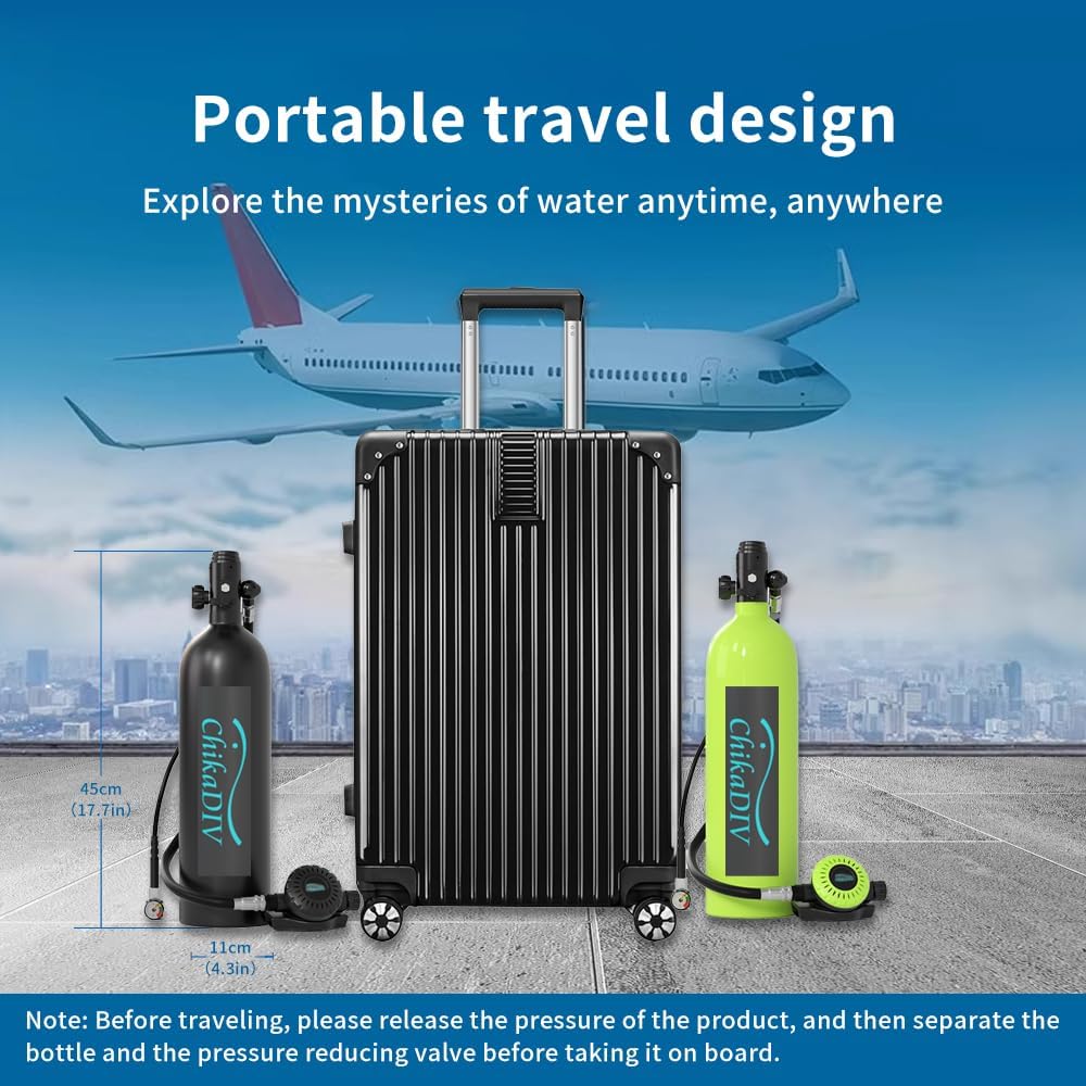 1.9L Mini Lung Diving Tank Portable Scuba Tank Set 30-35 Minutes Backup Air Supply for Emergency Underwater Activities and Snorkeling