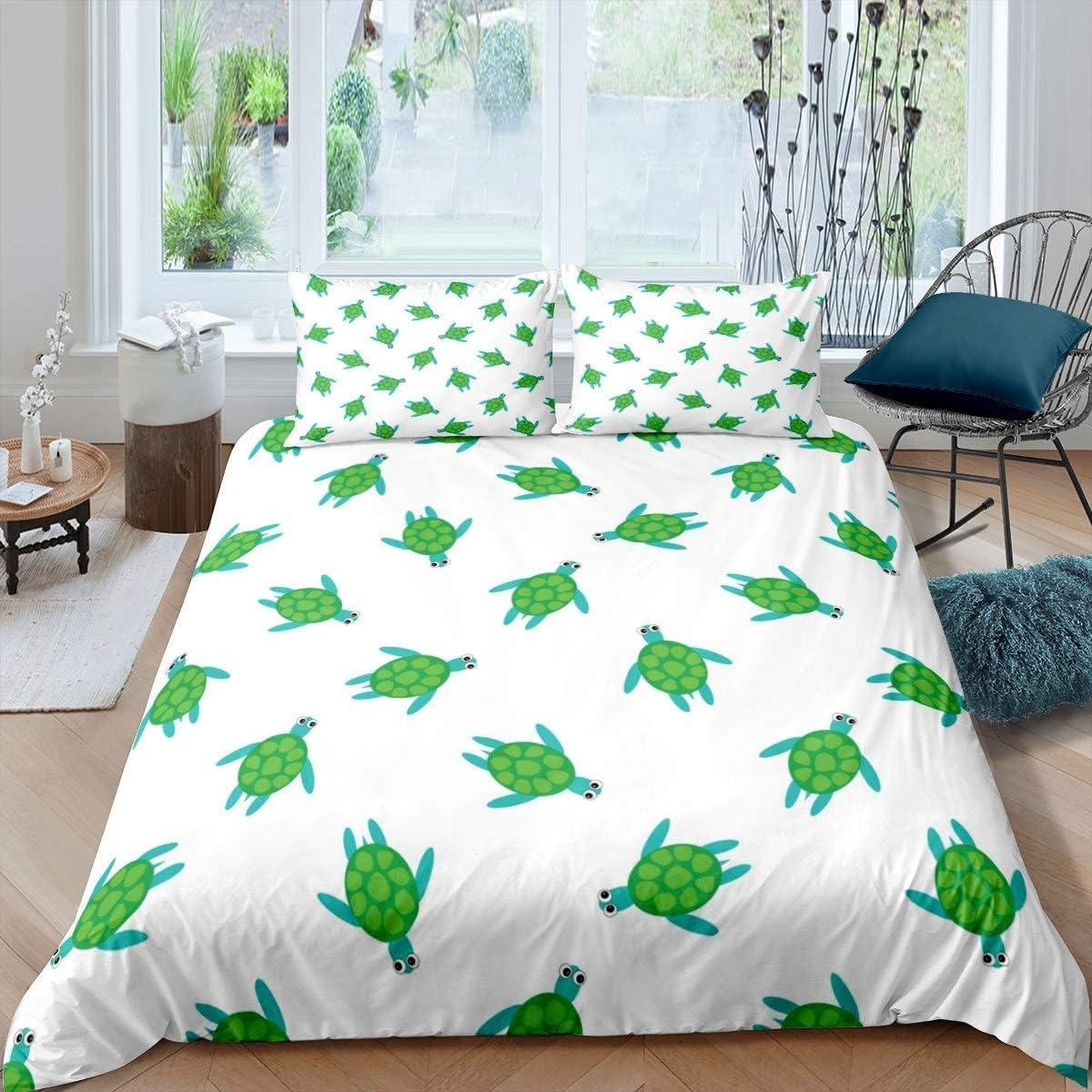 Housse de couette tortue de mer 240x260 pour une décoration de chambre style évasion marine