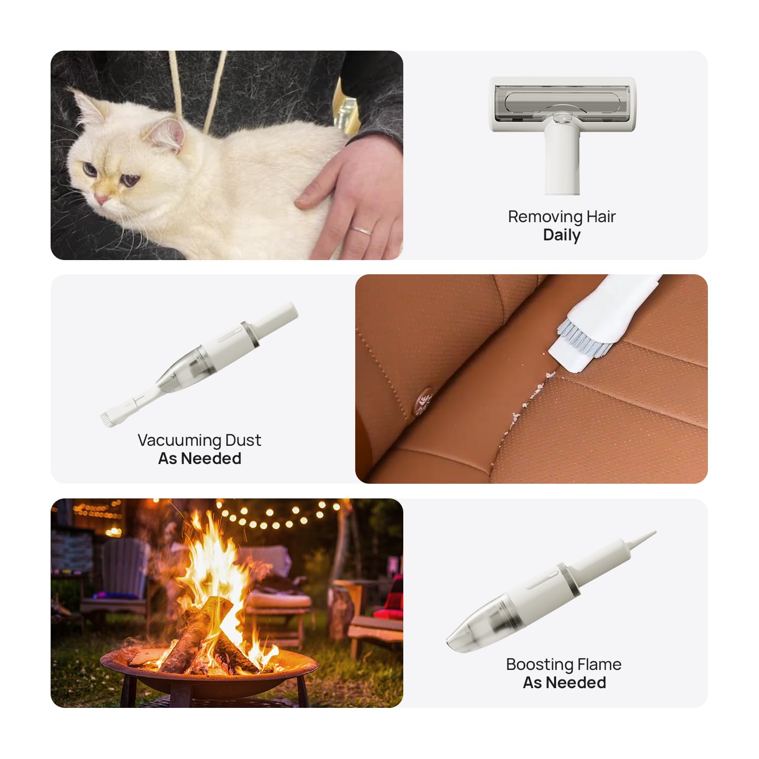 Kit per la toelettatura degli animali domestici, kit per la toelettatura di cani e gatti per una facile cura degli animali domestici a casa e all'aperto, potente aspirazione da 12000 Pa, aspirapolvere