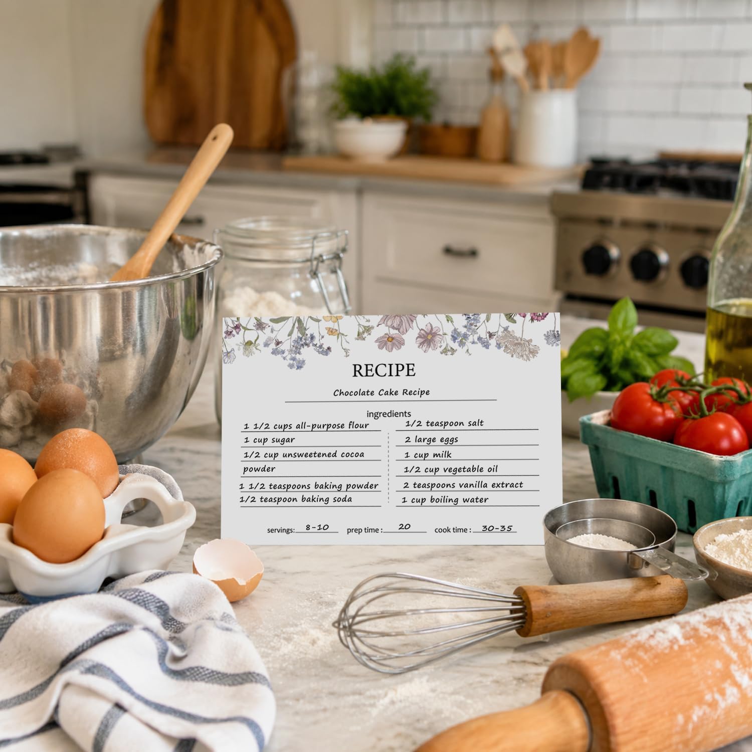 50 Pack 4x6 Recipe Cards Double Sided for Wildflower Bridal Shower Wedding Cooking Kitchen Restaurants Housewarming, Recipe Cardstock Paper White Index Cards Ruled