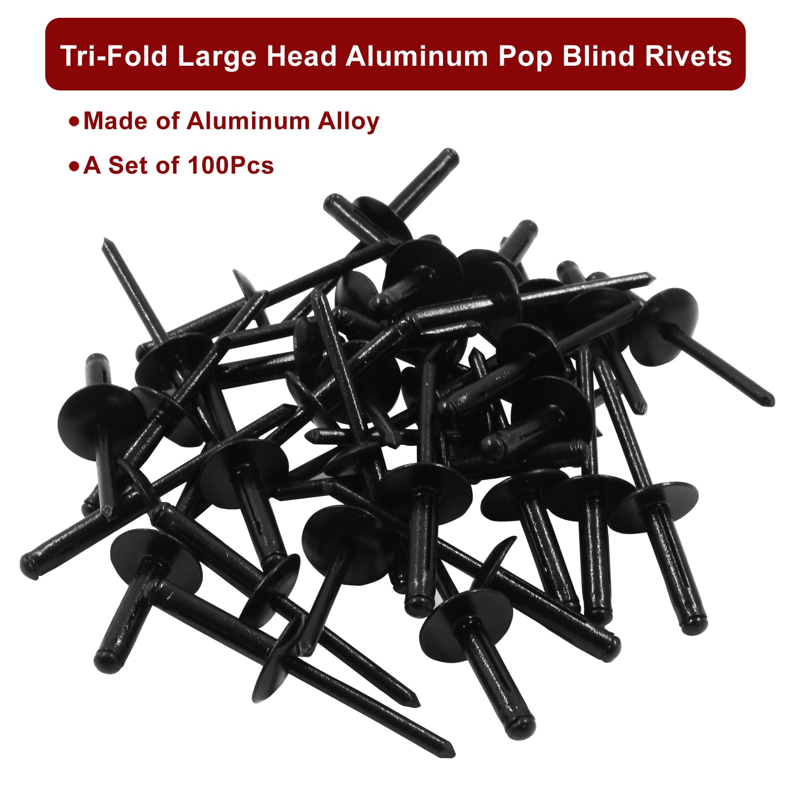 Kayak Repair Pop Rivets 100Pcs Black Aluminum Tri-Fold Exploding Pop ...