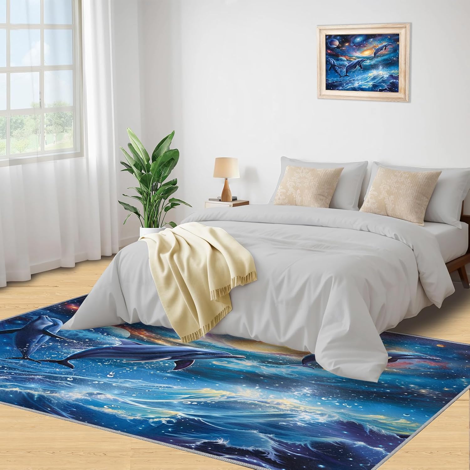 FACADUP Galaxy Dolphin Rug 150x180cm Creative Blue Ocean Starlit Sky Dolphin Rugs Soft Comfort Low Pile Carpet for Nursery Classroom Dorm Study Office Room Decor 5 7128mQvcNHL. AC SL1500