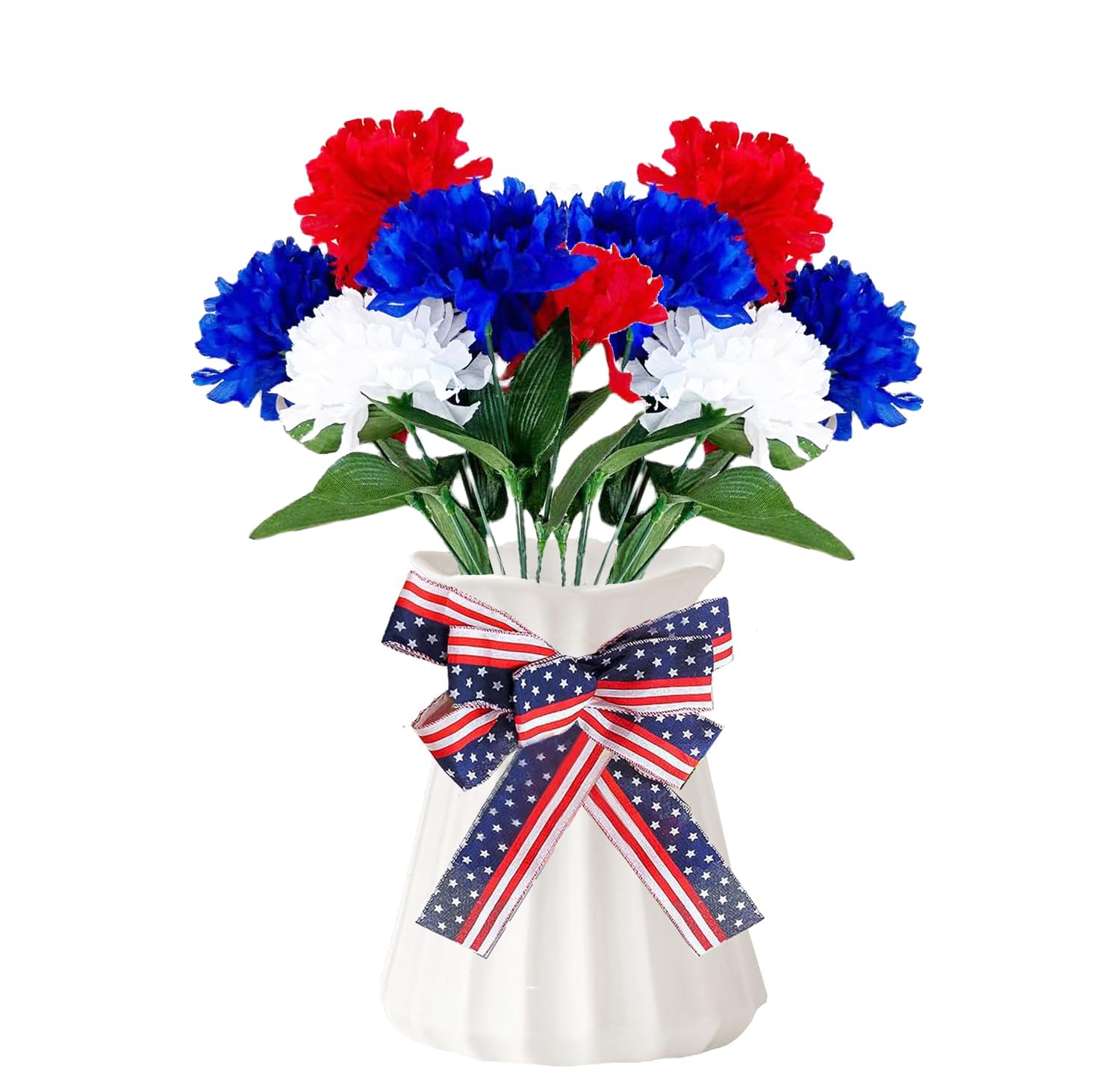 Œillets en soie patriotiques (lot de 2 bouquets) pour centre de table