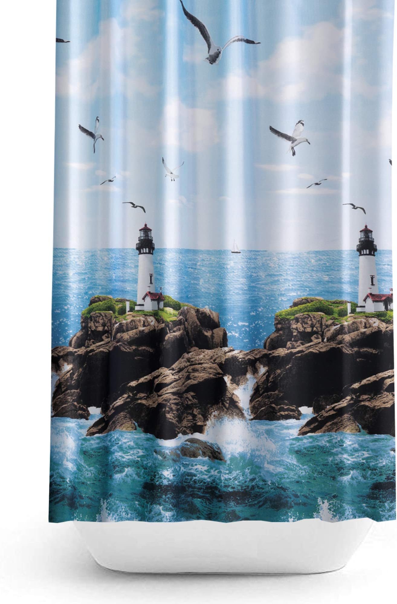 Tropik Home Beautiful Extra Long And Wide Fabric Shower Curtain, With