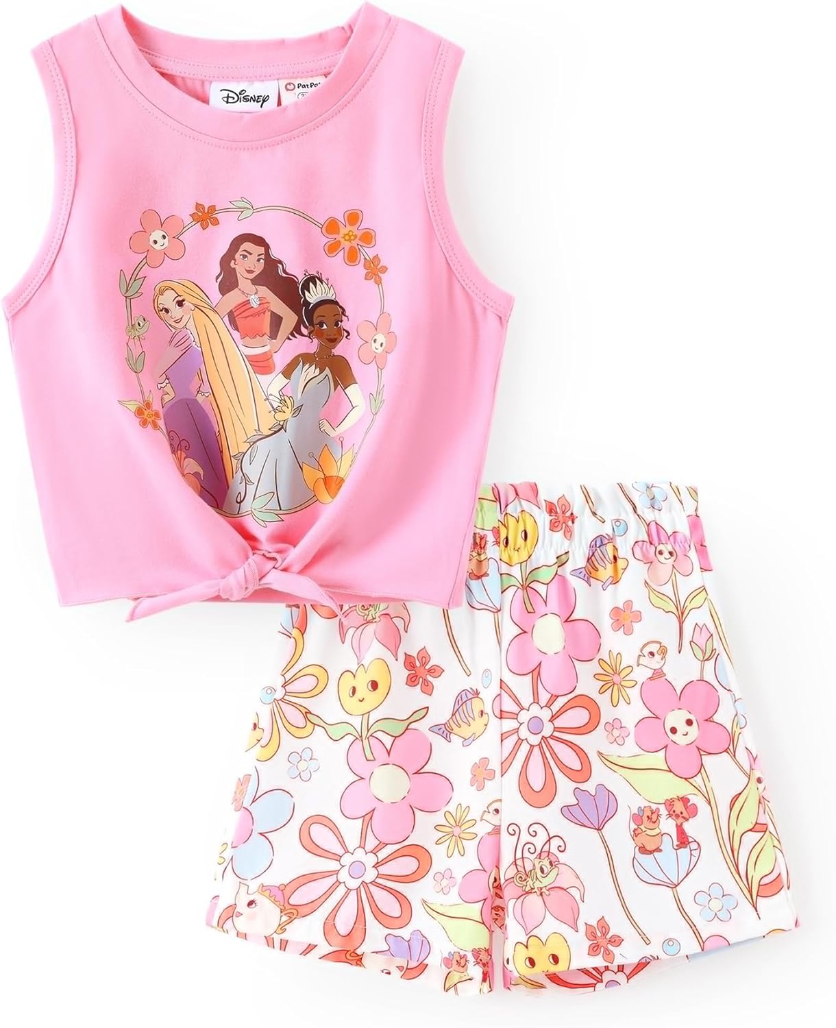 DISNEY Frozen Princess Minnie Stitch Girl Clothes Long Sleeve Knot Front Sweatshirt Flare Pants Fall 2 Piece Outfit 2-9Y