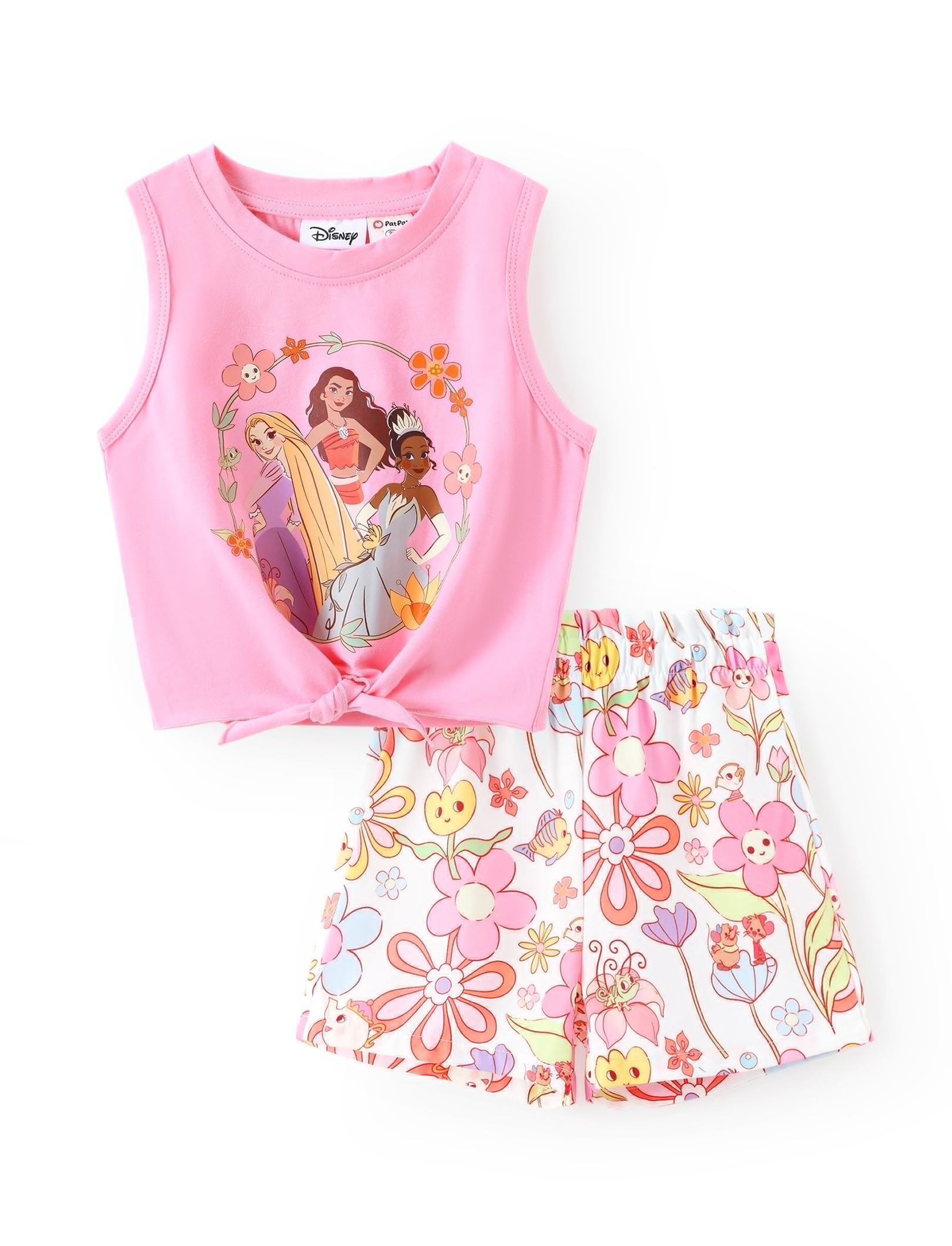 Disney Girls Outfits Long Sleeve Knot Front Shirt Flare Pants 2PC Clothes