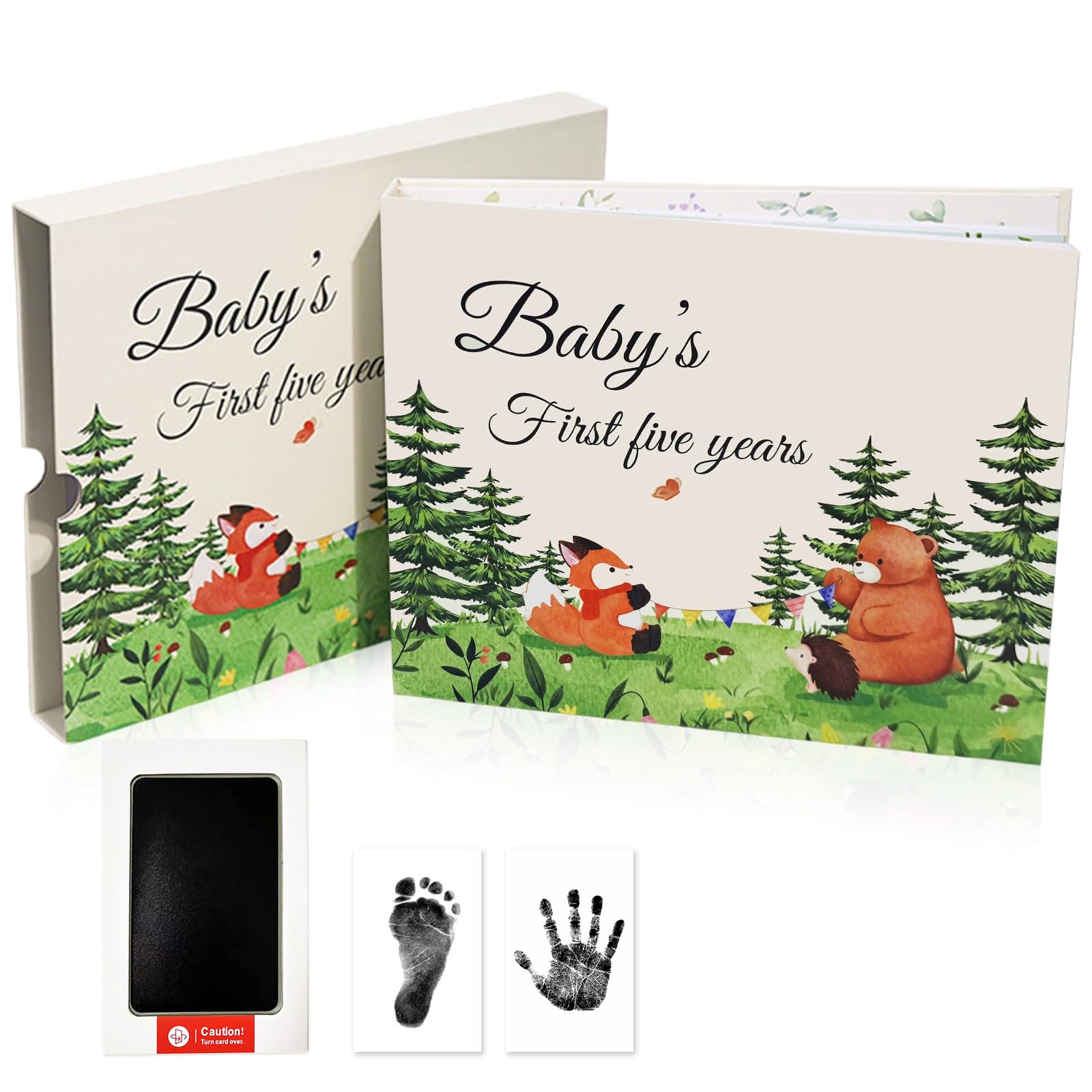 Keepsake Baby Memory Book for Boy or Girl, Timeless Baby’s Journal, Milestone Book to Record from Newborn to Age 5, Woodland Newborn Gender Neutral Baby Gift Scrapbook, Photo Album - 1