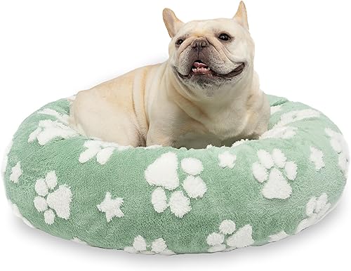Camas en forma de dona para perros pequeños, camas redondas relajantes para gatos de interior, bonita cama para mascotas con textura 3D con patas