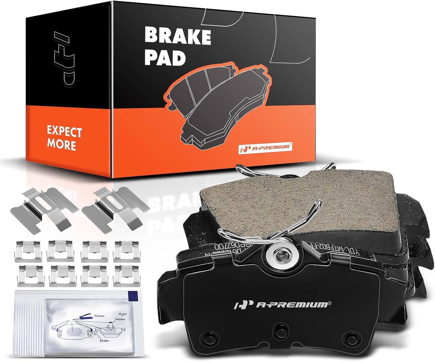 A-Premium Rear Ceramic Brake Pads Set Compatible with Ford Models - for Mustang 1994 1995 1996 1997 1998 1999 2000 2001 2002 2003 2004, with Hardware, 4-Pack