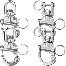 4Pcs Swivel Eye Snap Shackle, 316 Stainless Steel Swivel Shackles, 2.75 Inch Quick Release Snap Hook Marine Sailboat Shackles for Sailing Rigging