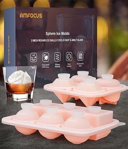 Miniatura 7 de Bandeja para cubitos de hielo con tapa, moldes de hielo de silicona con redondo, cuadrado, diamante, rosa, molde grande para cubitos de hielo para