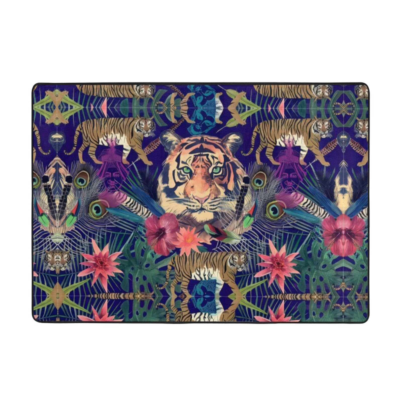 Alfombra de tigre de piel sintética floral 80x58 para el hogar
