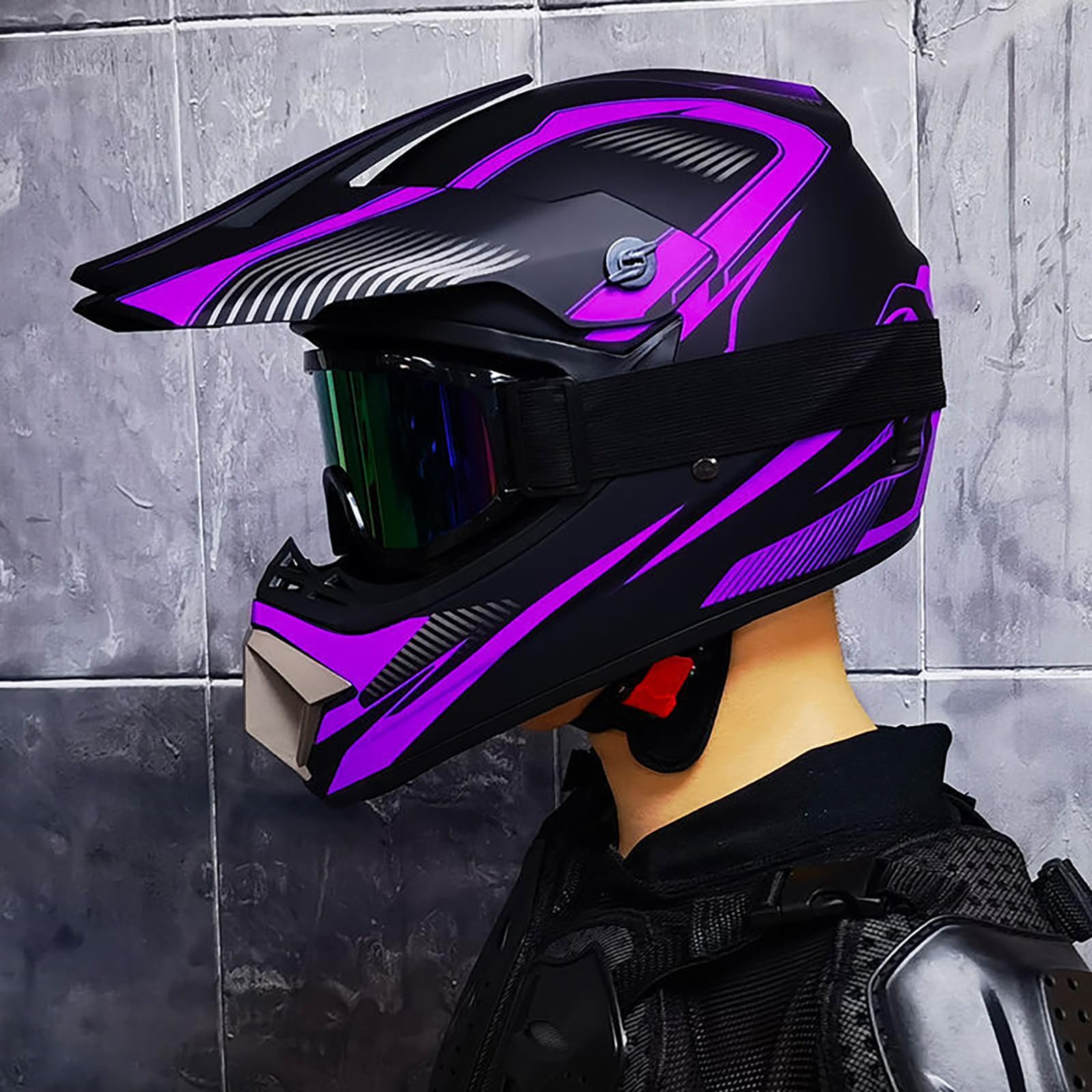 Kask Motocrossowy Z Pełną Twarzą Dla Dzieci I Dorosłych - MTB, Motocykl Terenowy, Z Goglami, Rękawicami I Maską - Młodzieżowy Kask Ochronny Do Jazdy Terenowej BMX