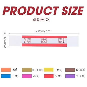 Sourcing Map 300 Pieces Money Ribbon Bundles Self Adhesive Money Wraps