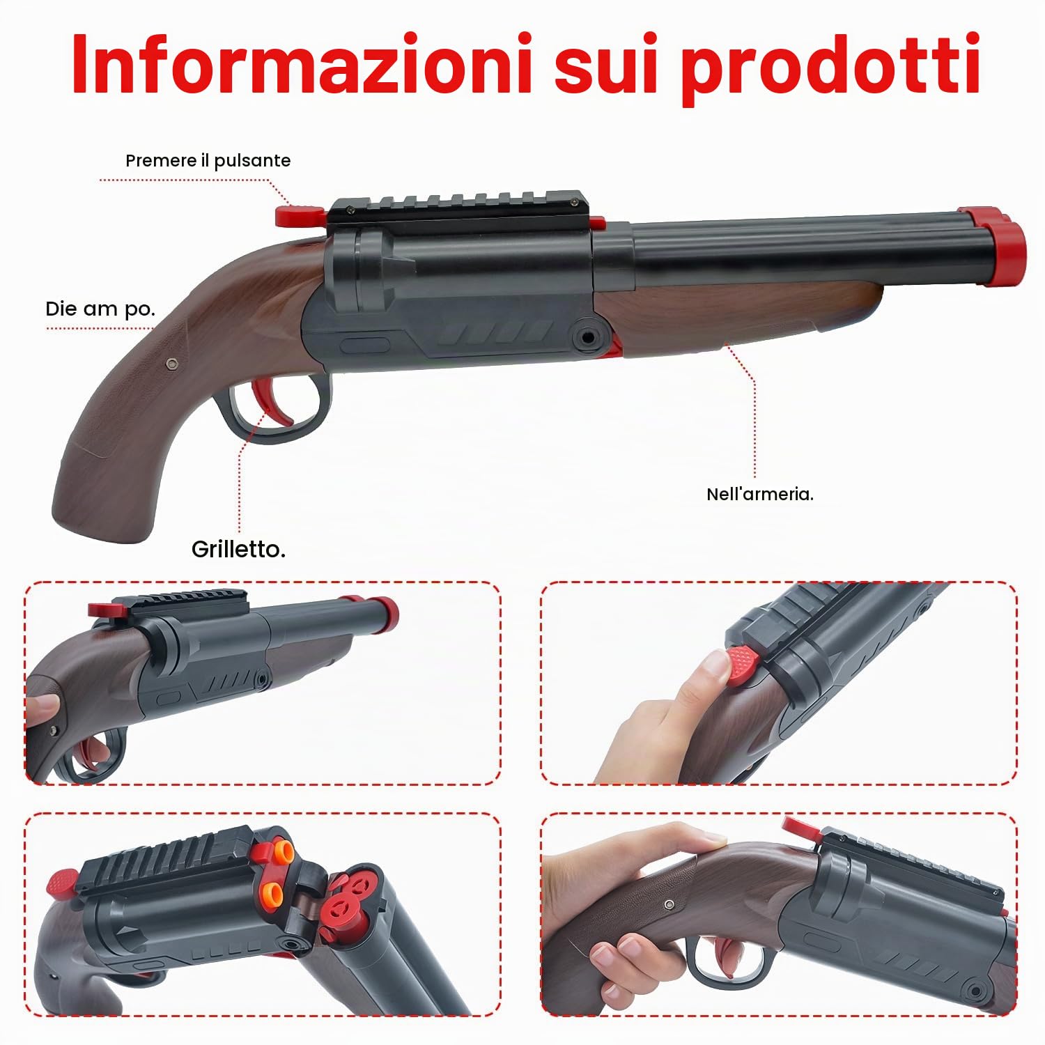 Schiuma Blaster Toy - Doppio Tubo Morbido Proiettile Pop-Up Shell, 2-in-1 Pistola Blaster Schiuma, Regalo Per Bambini, Giocattolo Giovanile Soft Bullet Education Model Game, 6+Boys…