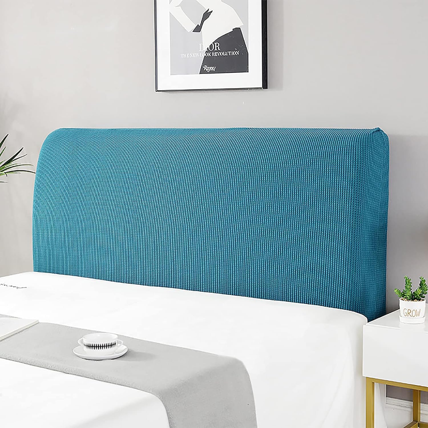 Devink Blue 1 Elastic Stretch Headboard Cover For Bed - Slipcover Protector In Spandex Fabric - Soft Protective Dustproof Lining For Single Double Padded Bed (120Cm(110-130Cm), Blue)