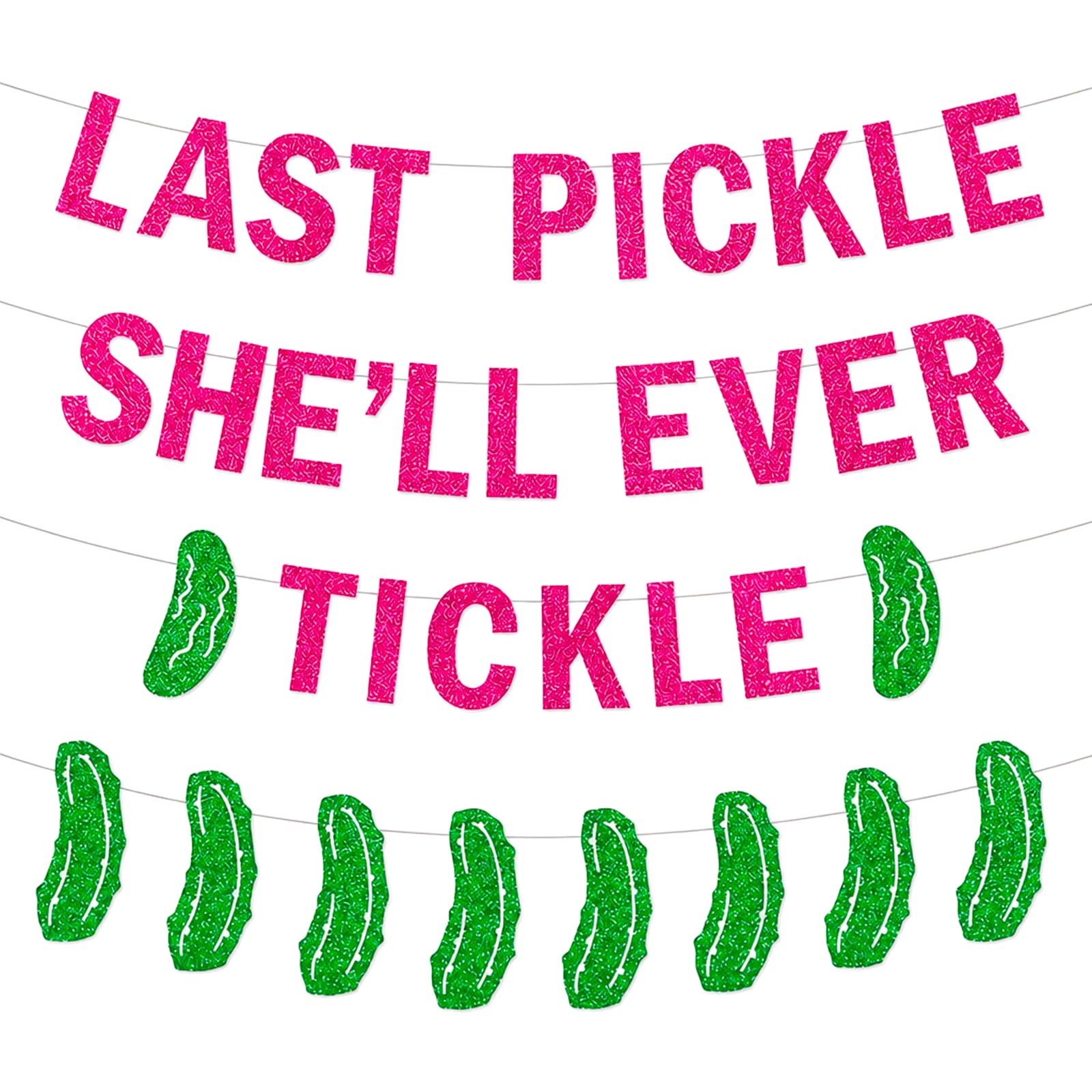 4Pcs Last Pickle She'll Ever Tickle Glitter Banner, Hen Party Decorations