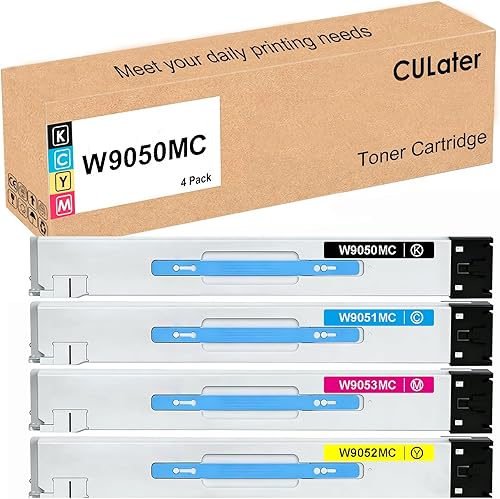 CULater Cartucho de tóner remanufacturado de repuesto para impresoras HP MFP E87640 E87650 E87650 E87650 E876660 (1BK 1C 1M 1Y)