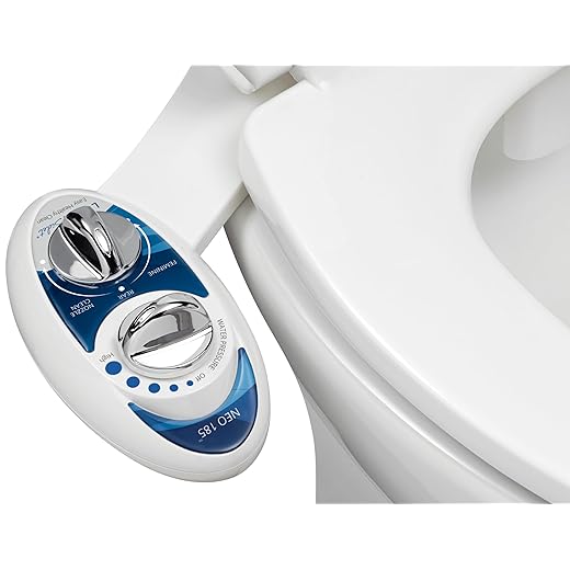 LUXE Bidet NEO 185 - Non-Electric Bidet Toilet Attachment with Self-cleaning Dual Nozzle and Adjustable Water Pressure for Sanitary and Feminine Wash (Blue)