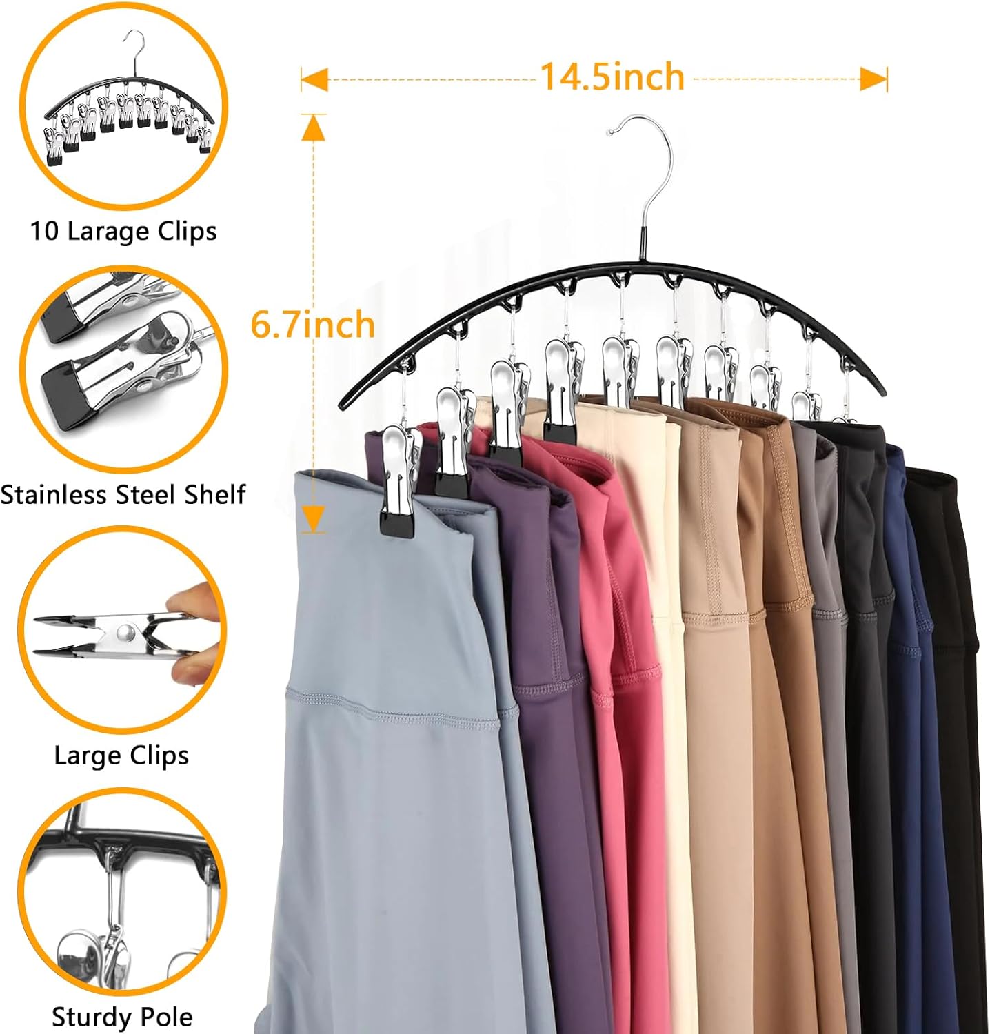 Legging Hanrs for Closet Organizer, Hat Hanrs for Closet Clips Holds