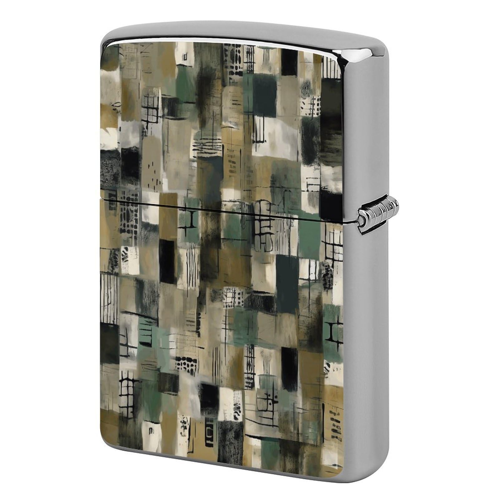 Btcowzrv Style Green Pattern Metal Lighter Case Sleeve Cover Holder
