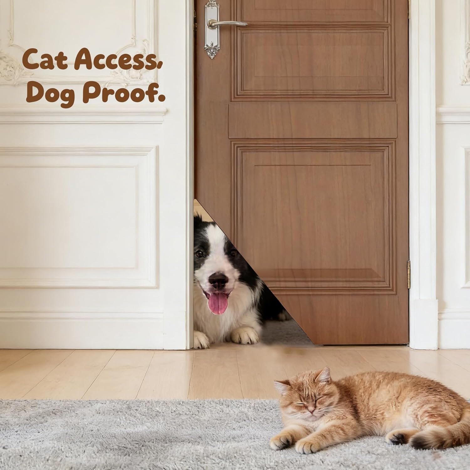 Cat Corner Door - Upgraded Hinge, No Jammed Door Issue | Silent Flexible Flap Kitty Corner Cat Door for Interior & Exterior Doors, Space-Saving Easy Install Cat Corner Door Hinge Kit
