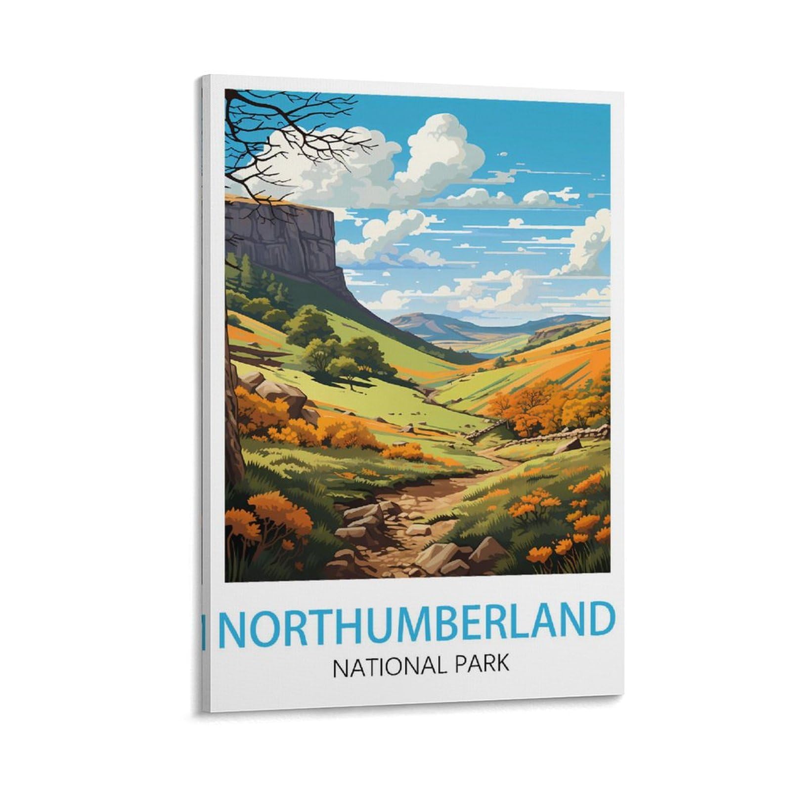 Lnuyitr Frame-Style Northumberland National Park Vintage Travel Poster 08X12inch(20X30cm) Canvas Art Posters And Wall Art Picture Prints Modern Home Bedroom Decor Posters