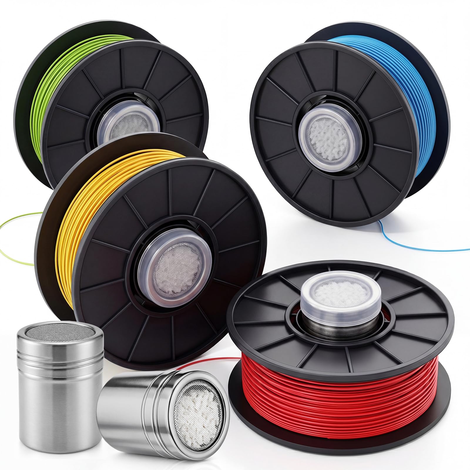 Unittype Paquete de 6 filamentos desecantes para impresora 3D, 80 g, cada alúmina activada, más potente, estable que el gel de sílice, recargable, absorbe la humedad y evita que el filamento se moje