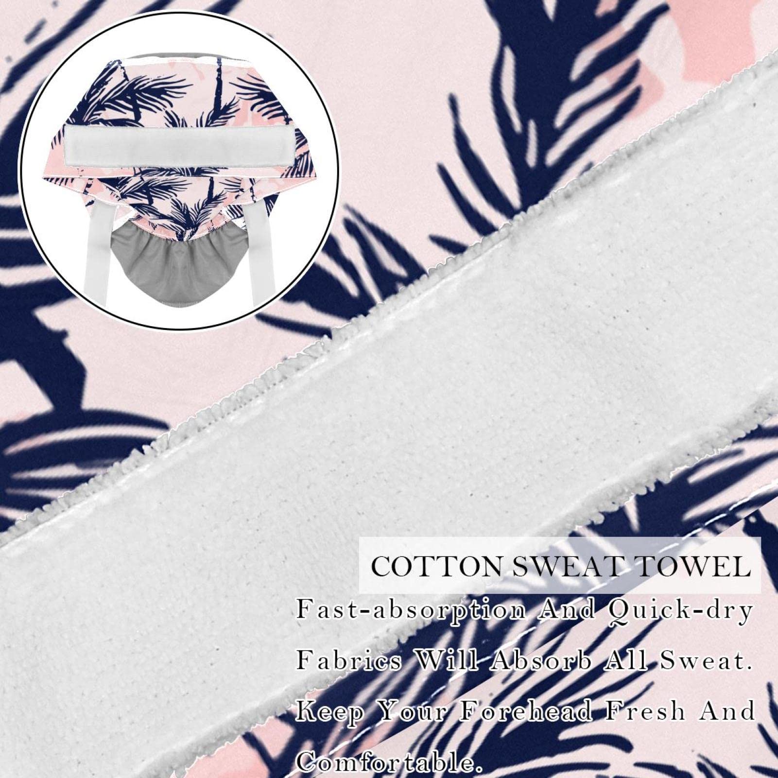 IROLSKDNFH 2 Pcs Working Cap with Button Abstract Tropics Palm Trees Pattern Adjustable Ponytail Pouch Hats for Women