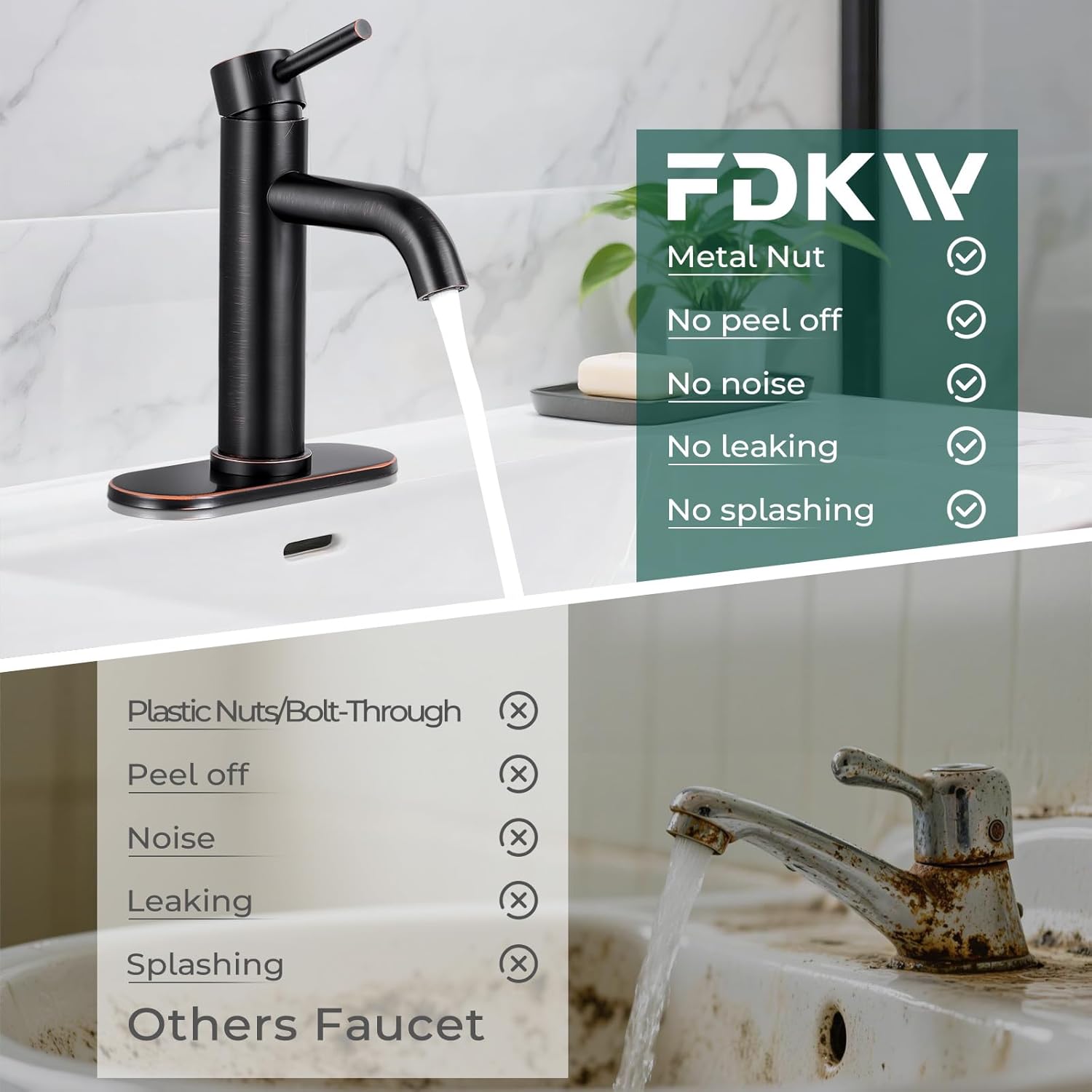 ORB Bathroom Faucets, Modern Bathroom Sink Faucet Single Handle Bathroom Faucet for 1 or 3 Hole, Mixer Tap Vanity Faucet with Deck Plate, Pop-up Drain, A-Oil Rubbed Bronze
