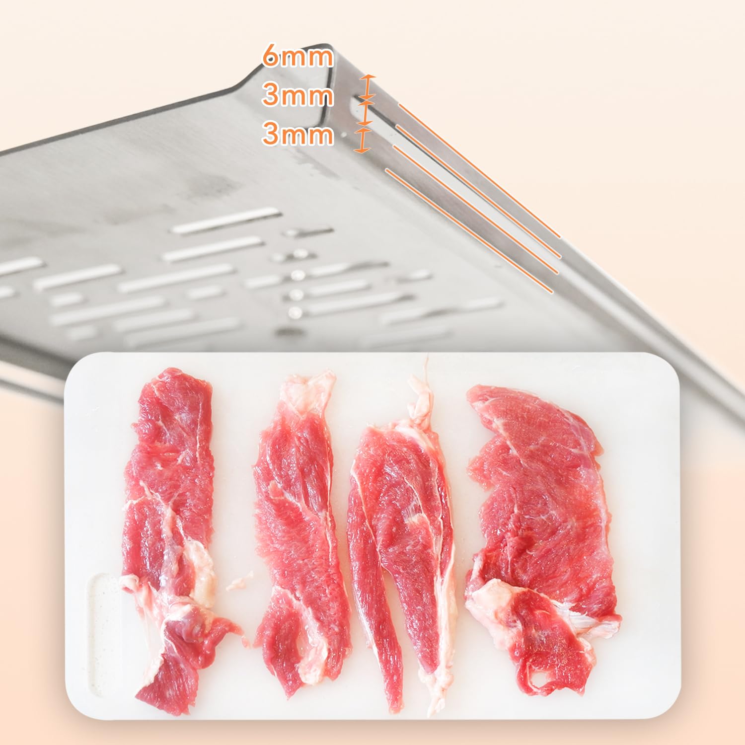 Beef Jerky Maker Slicer – No Sharp Edge Safe for Hands& Convenient to Slice Beef|Made of Food Grade 304 Stainless Steel| 12