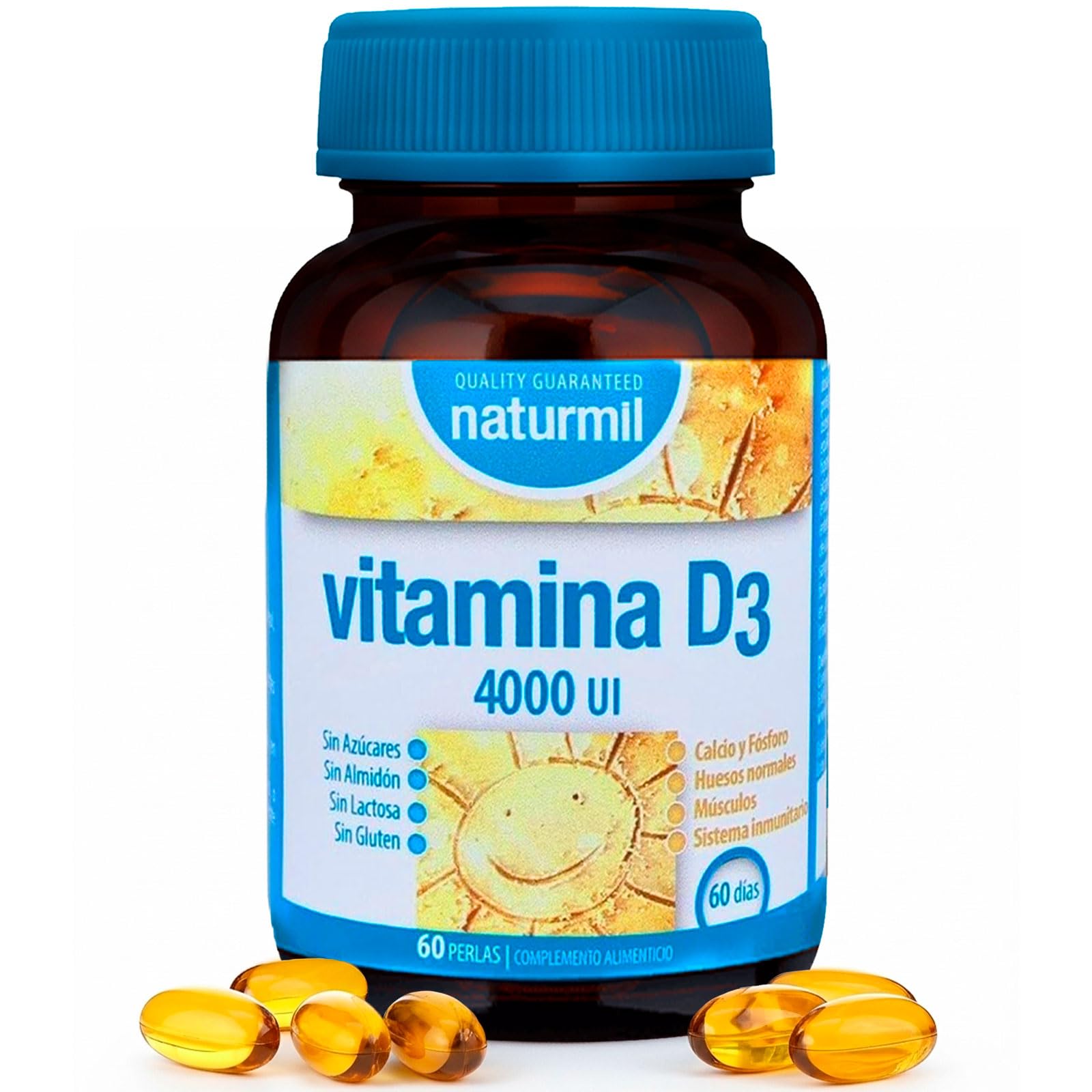 DietMed Vitamina D3 4000 UI (100 µg) - 60 perlas - Colecalciferol - Absorción y utilización normal del calcio y fósforo - Mantenimiento de huesos, músculos y dientes - Sistema inmunitario
