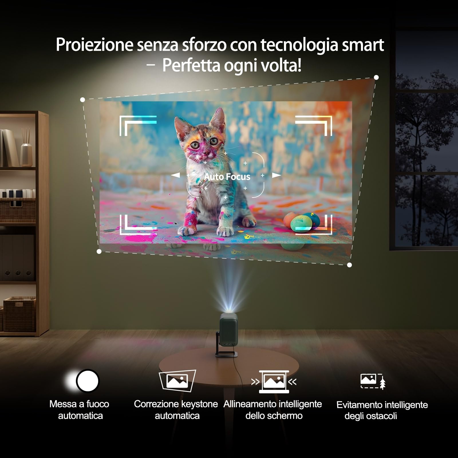 WEMAX Proiettore 4K Smart con Certificazione Netflix & Google TV | Supporto 4K & 1080P Nativo | 320 ISO Lumen, Dolby Audio, HDR10 | WiFi/Bluetooth | Piedistallo Incluso | Home Cinema