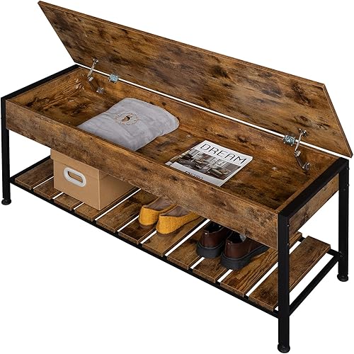 Karl home Banco de almacenamiento de zapatos estante industrial para el extremo de la cama estante de almacenamiento para dormitorio pasillo