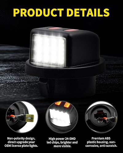 Miniatura 10 de Asgohme Luces LED blancas para placa de matrícula con tubo de neón OLED rojo para parachoques trasero conjunto de lámpara de repuesto compatible con