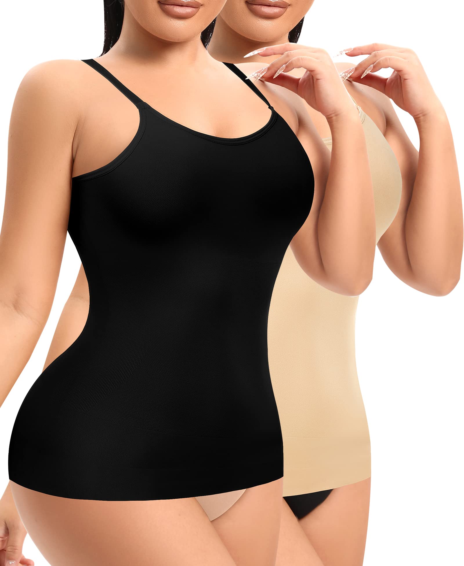YARRCO Shapewear Camisole Tops for Women Tummy Control with Built in Bra Compression Top Vest Shirt Body Shaper