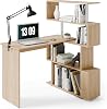 Mondeer L Shaped Computer Desk, Corner Desk, 360 Degree Rotatable, Space Saving Table with Spacious Storage for Home Office Workstation Study, 157 x 45 x 130.5 cm, Oak